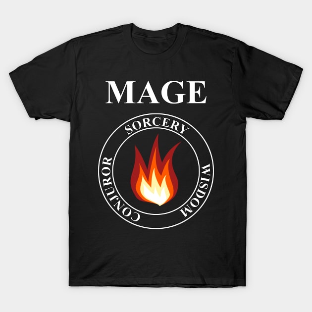 Mage Fantasy RPG Class Fire Magic T-shirt T-Shirt by AgemaApparel